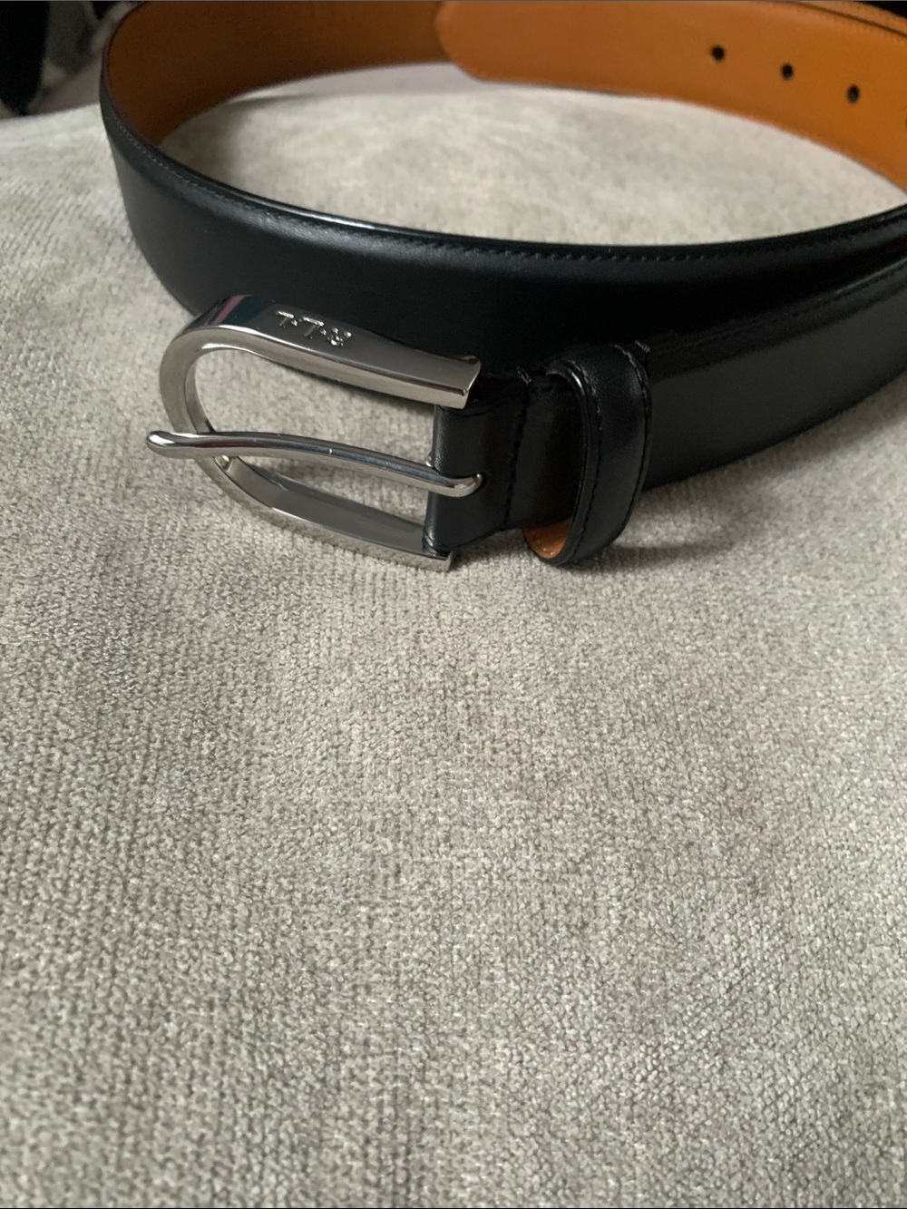 Lauren Ralph Lauren Black Leather Belt with Silver-Tone Buckle